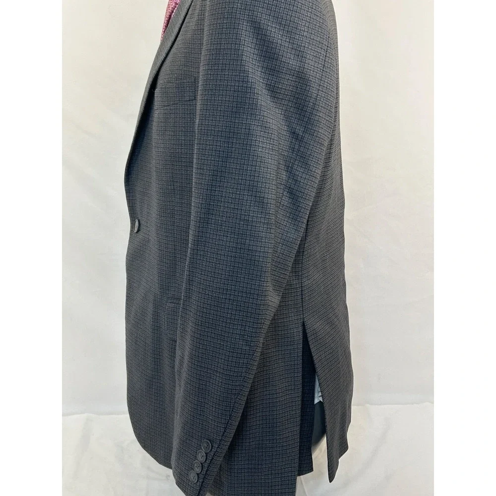 Peter Millar Gray Check Wool 2 Btn Sport Coat Blazer Sz 42R